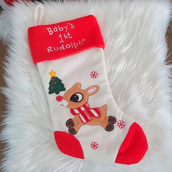 Baby's First Rudolph The Red-Nosed Reindeer Christmas Holiday Stocking Baby Deer - Picture 2 of 12
